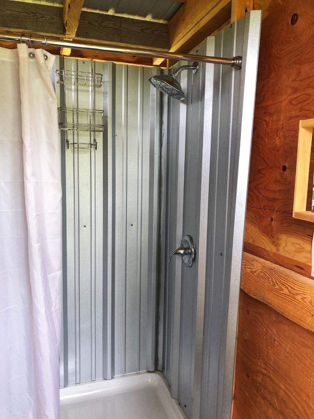 Shower, towels, soap, shampoo