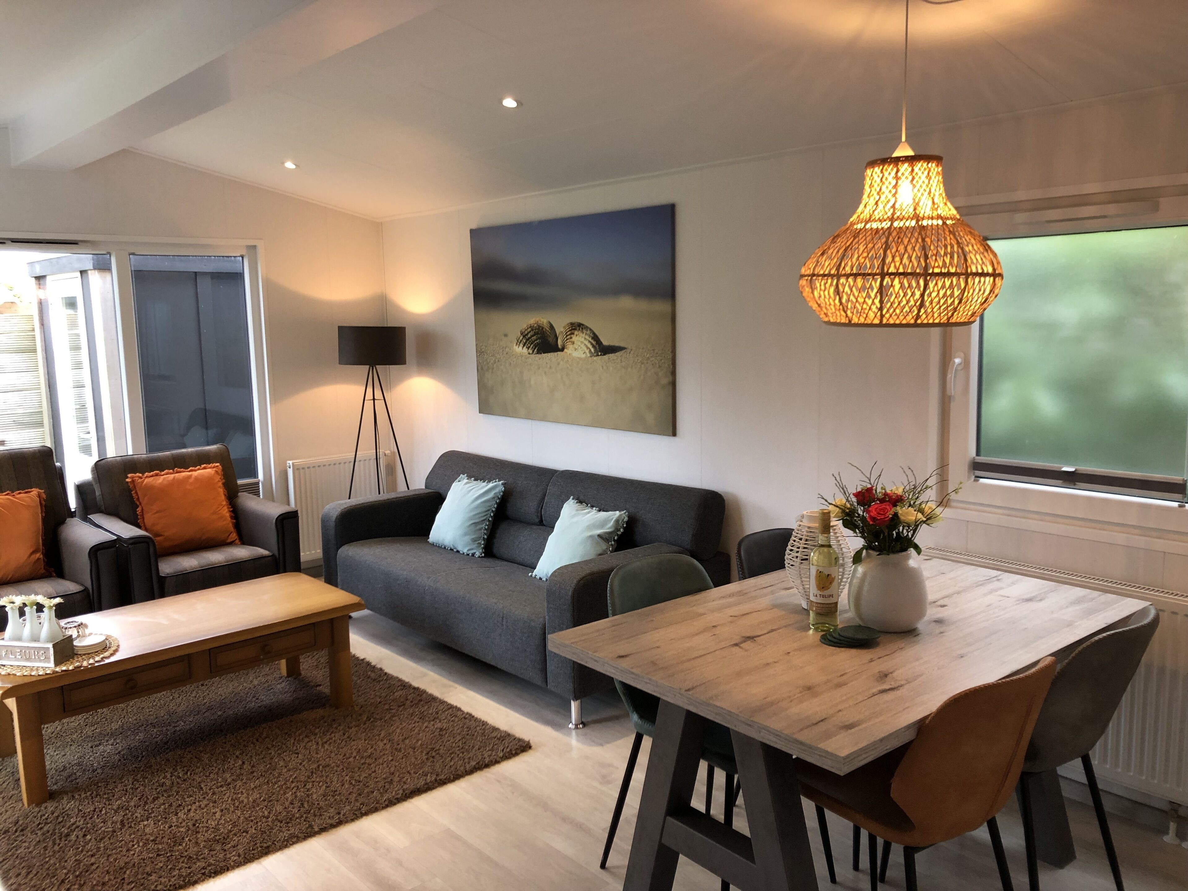 Een televisie en een muziekbibliotheek