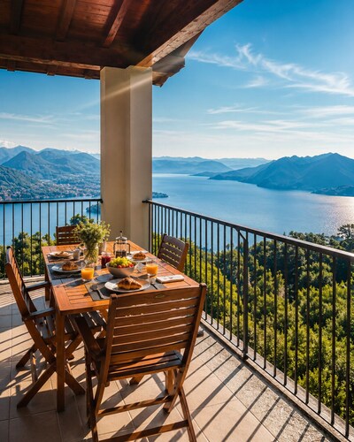 Breathtaking view of the lake, private garden, and parking