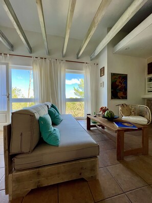 Smart TV, fireplace, books, music library - Quiet vacation home with terrace, large garden and far-reaching sea views (Formentera)