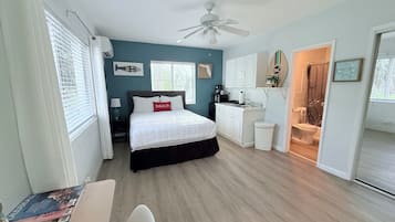 1 bedroom, desk, iron/ironing board, travel crib