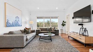 Smart TV, fireplace, Netflix, streaming services