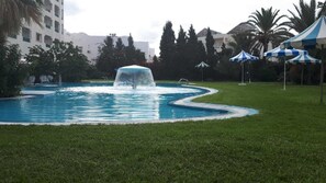 Indoor pool, seasonal outdoor pool, pool umbrellas, sun loungers