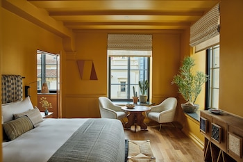 Frette Italian sheets, premium bedding, pillowtop beds, minibar at Downtown Los Angeles Proper Hotel, a Member of Design Hotels