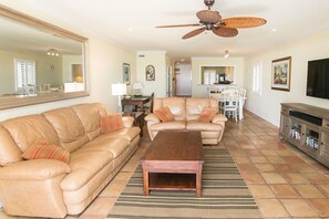 Living area - SEA Haven 212 [3/2.5] Free Activities! & Oceanfront Wifi Pool (St. Augustine)