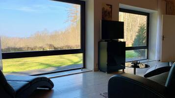 Smart-TV, Kamin, Bücher