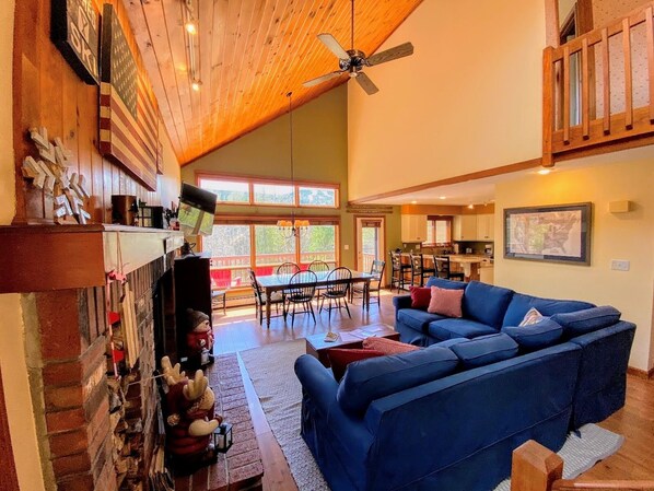 Télévision, cheminée, lecteur de DVD