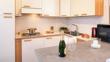 Fridge, stovetop, dishwasher, high chair