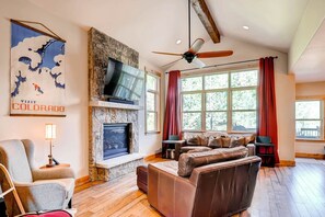 TV, fireplace, offices