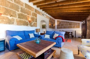 Télévision, cheminée, lecteur de DVD, chaîne hi-fi