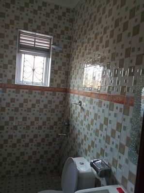 Ducha, toallas, jabón, papel higiénico