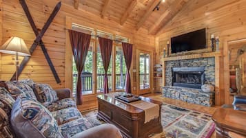 Smart TV, fireplace, foosball, table tennis