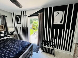 1 bedroom, desk, iron/ironing board, travel crib