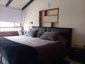 A bed with a headboard, pillows, a bedside table, and a nightstand. - Hotel Boutique Mendoza (Bogotá)