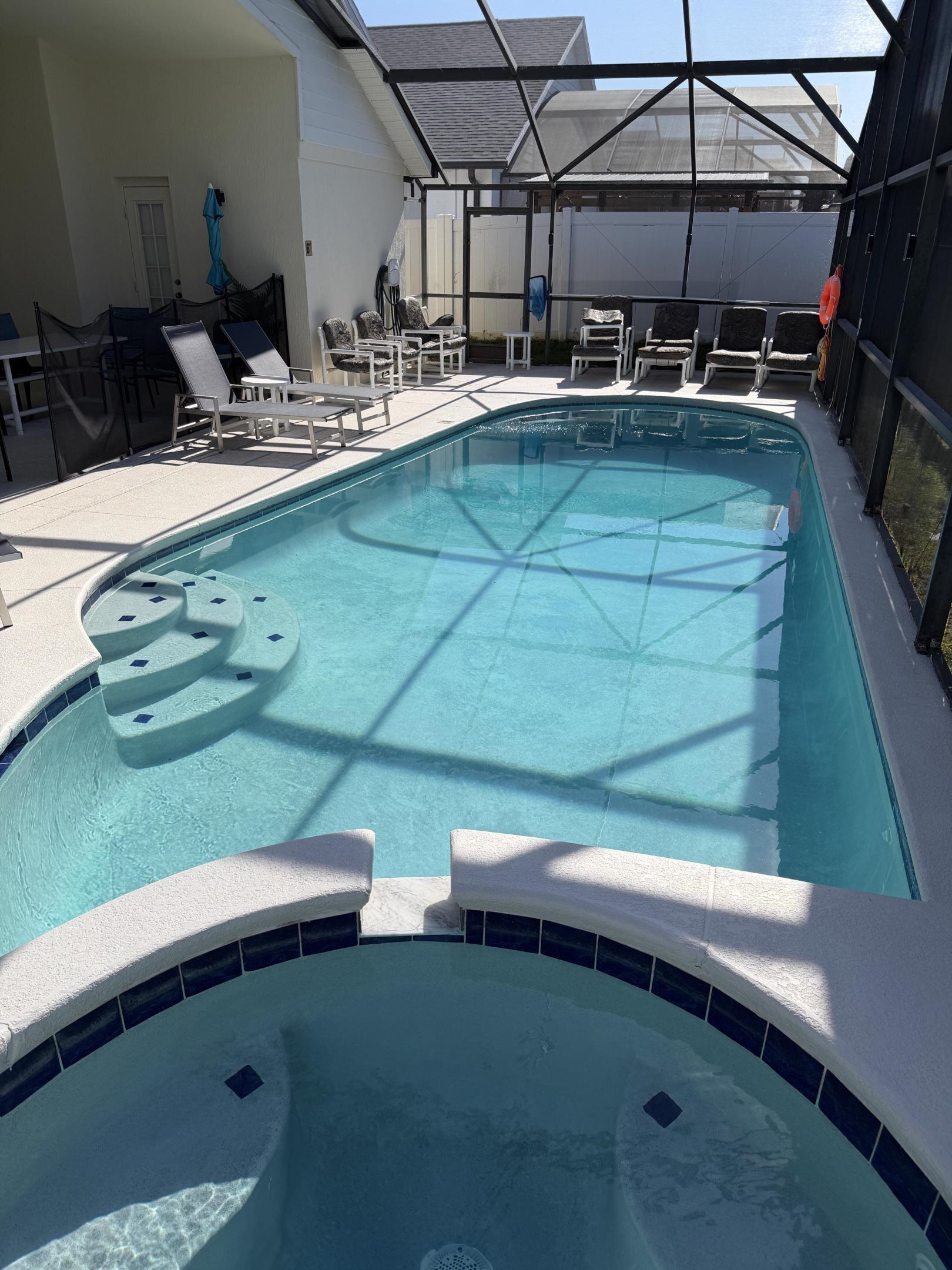 Outdoor pool, sun loungers