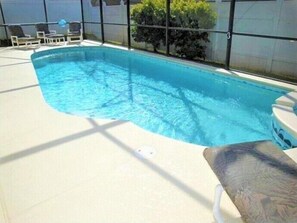 Outdoor pool, sun loungers
