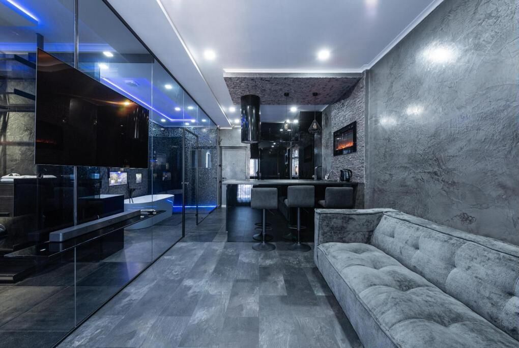 商务公寓, 阳台, 城市景观 (Black) | 起居区 | 平板电视