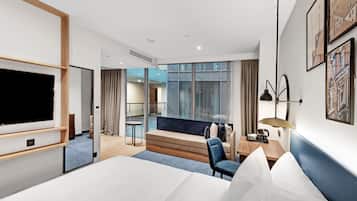 In-room safe, desk, laptop workspace, blackout drapes