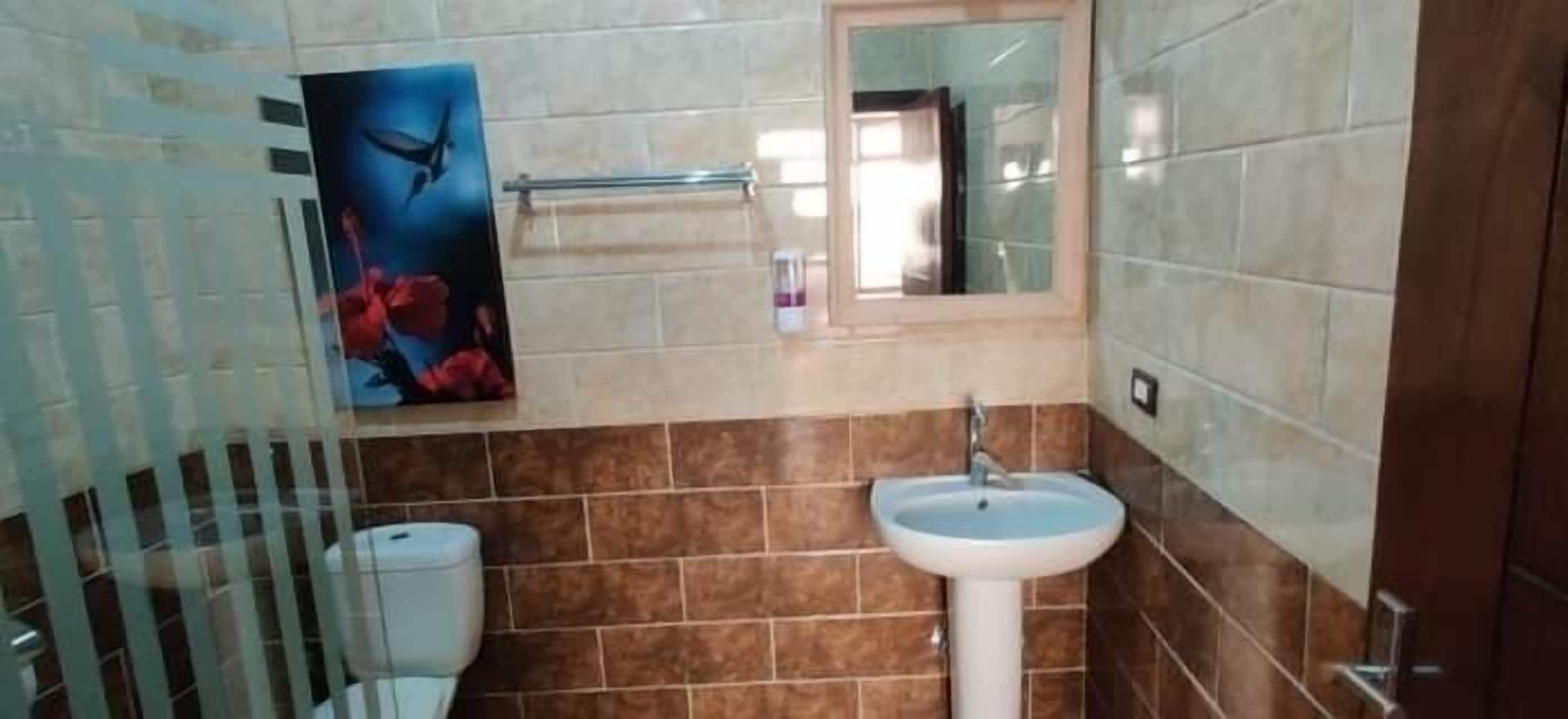 shower, rainfall showerhead, hair dryer, towels