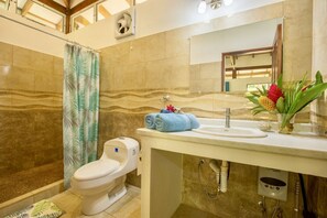 Casa | Baño | Regadera, secadora de cabello, toallas 