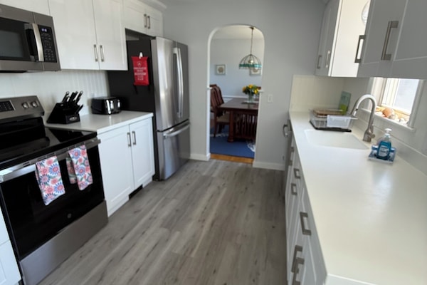 Kitchen view into dining room