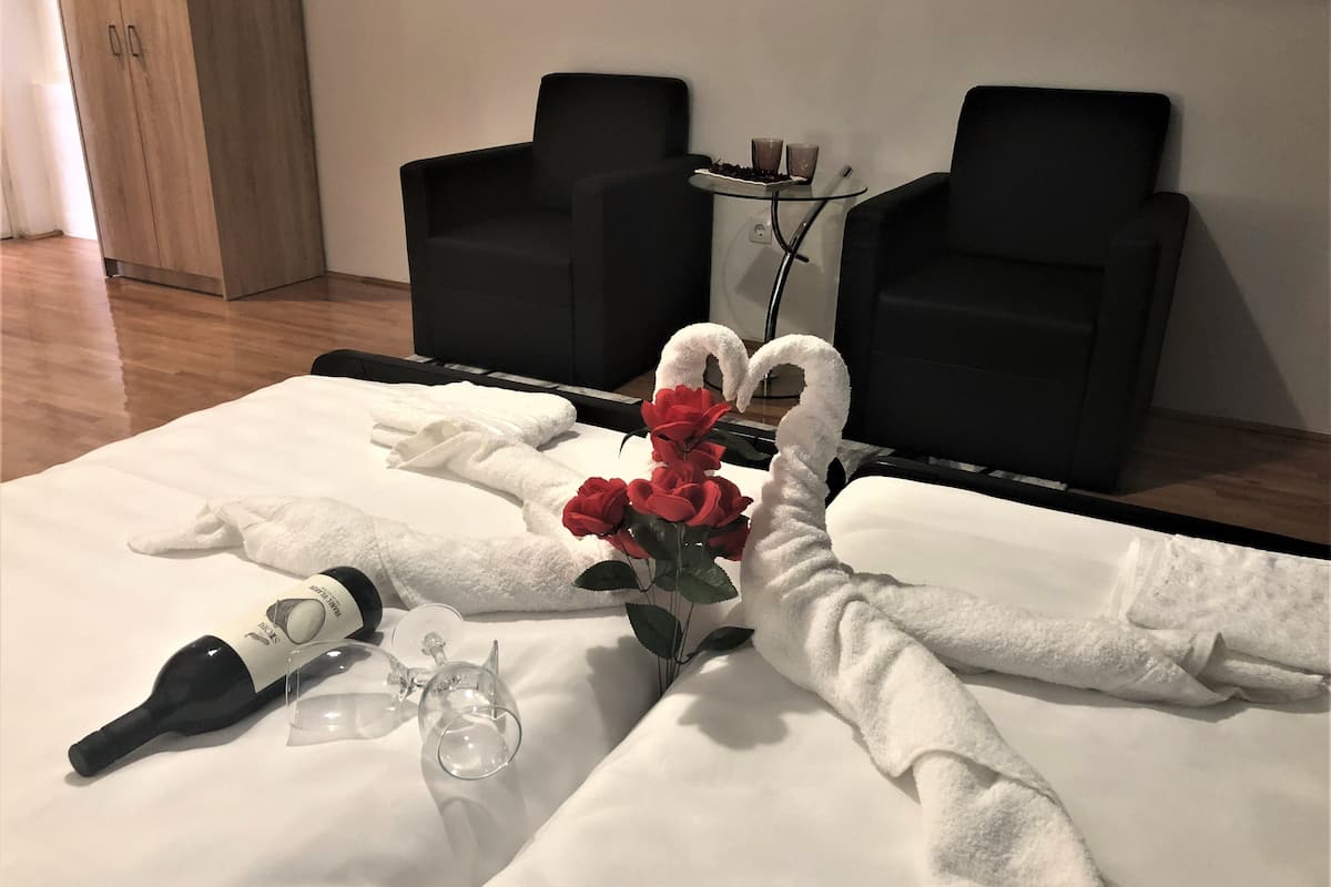 deluxe double or twin room | soundproofing, iron/ironing board, free wifi, bed sheets