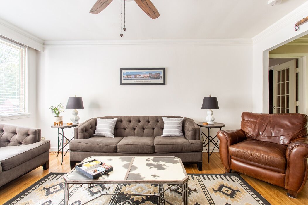 Comfortable home close to everything w/private deck/yard, well equipped kitchen.