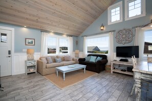 Smart TV, fireplace, DVD player, video library