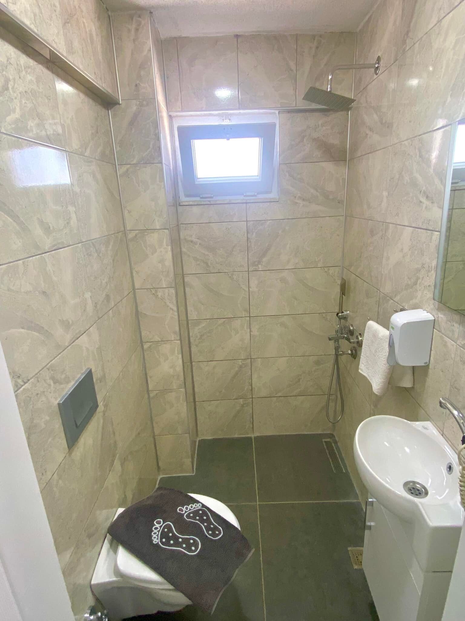 double or twin room | bathroom | shower, hair dryer, towels
