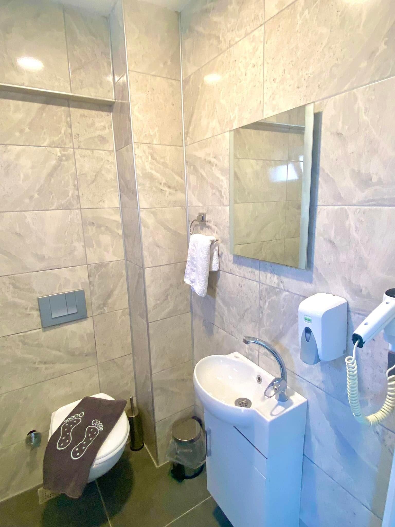 double or twin room | bathroom | shower, hair dryer, towels