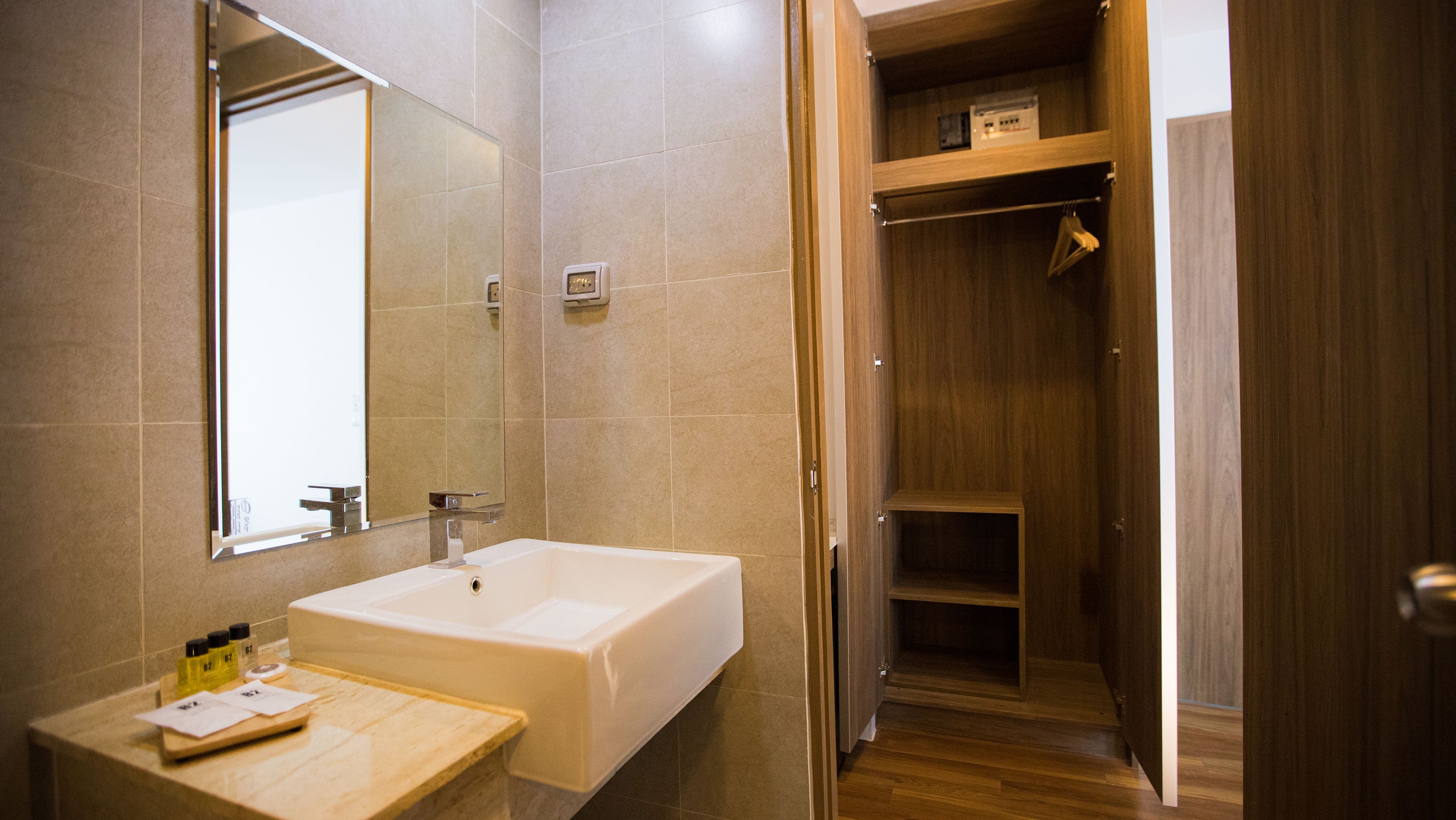 superior double room | bathroom | shower, free toiletries, hair dryer, towels