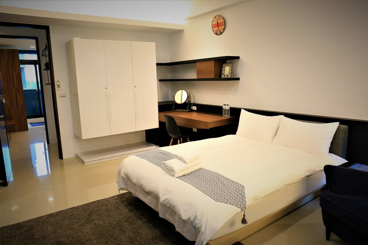 Individually decorated, individually furnished, desk, rollaway beds