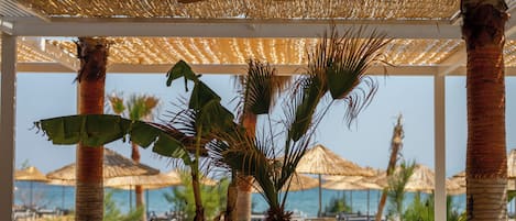 Private beach, sun-loungers, beach umbrellas, beach volleyball