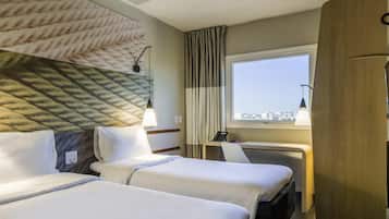 Minibar, desk, blackout drapes, soundproofing