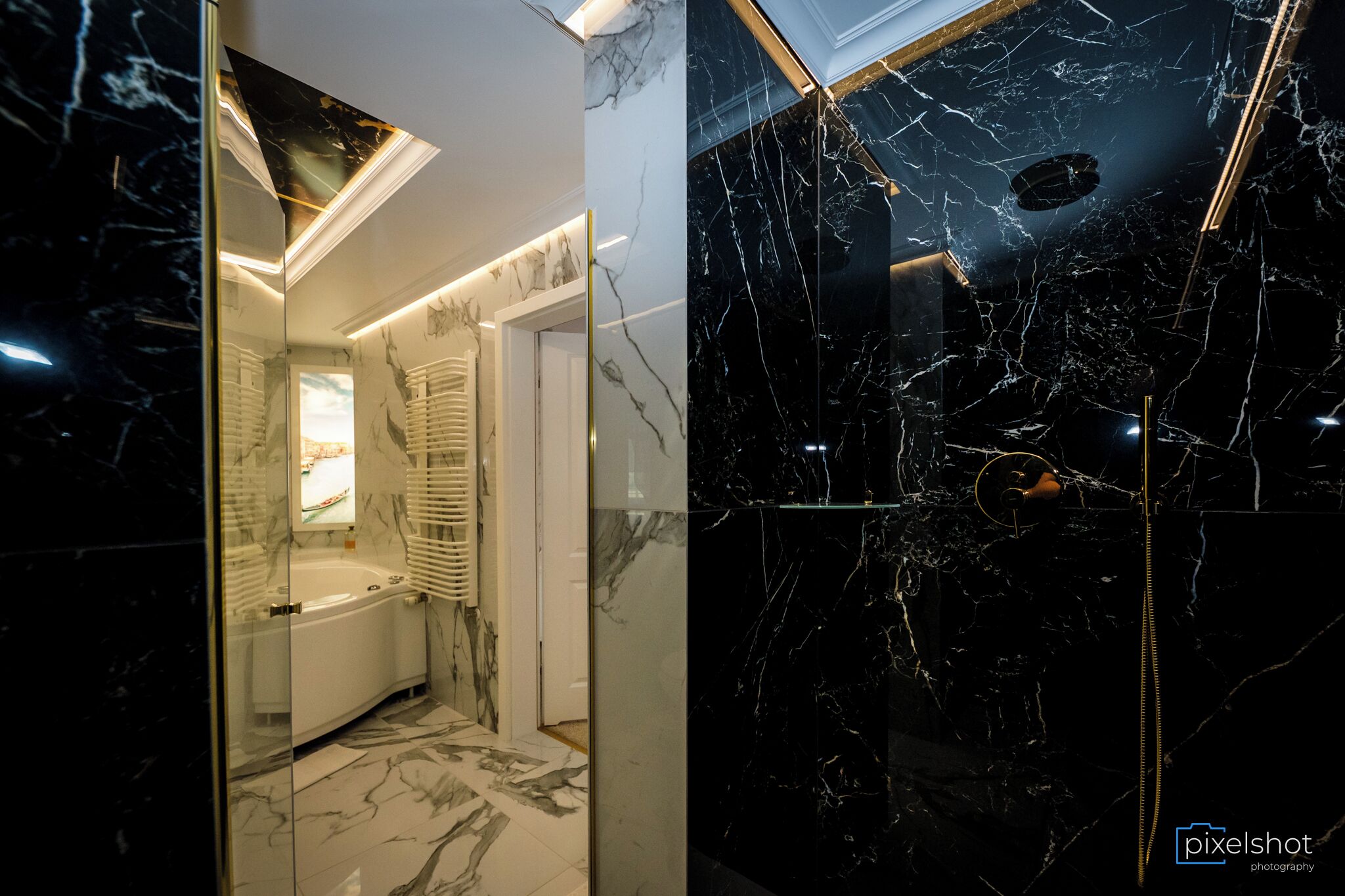 suite | bathroom | hair dryer, towels, soap, shampoo