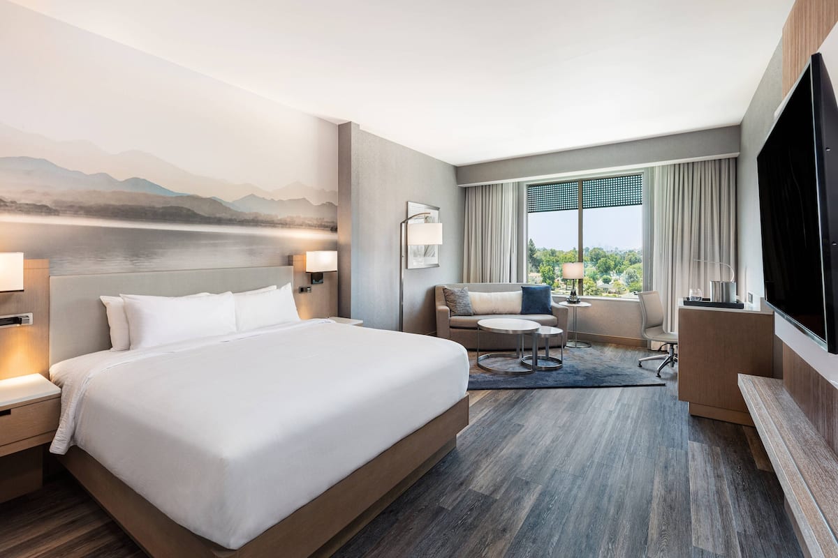 room, 1 king bed with sofa bed | 1 bedroom, premium bedding, desk, laptop workspace