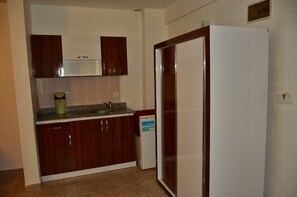 Fridge, stovetop, cookware/dishes/utensils