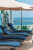 Outdoor pool, open 9:00 AM to 9:00 PM, pool umbrellas, sun loungers