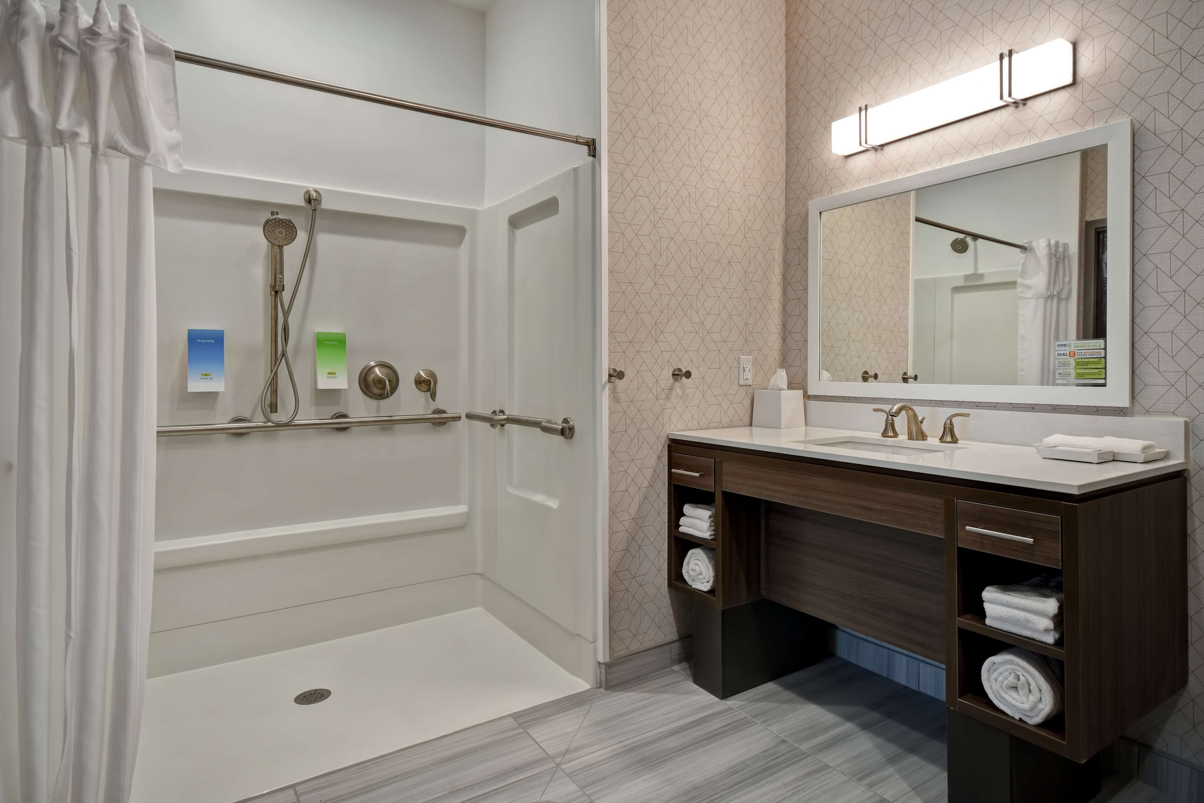 suite, 1 queen bed, accessible (roll-in shower) | bathroom shower