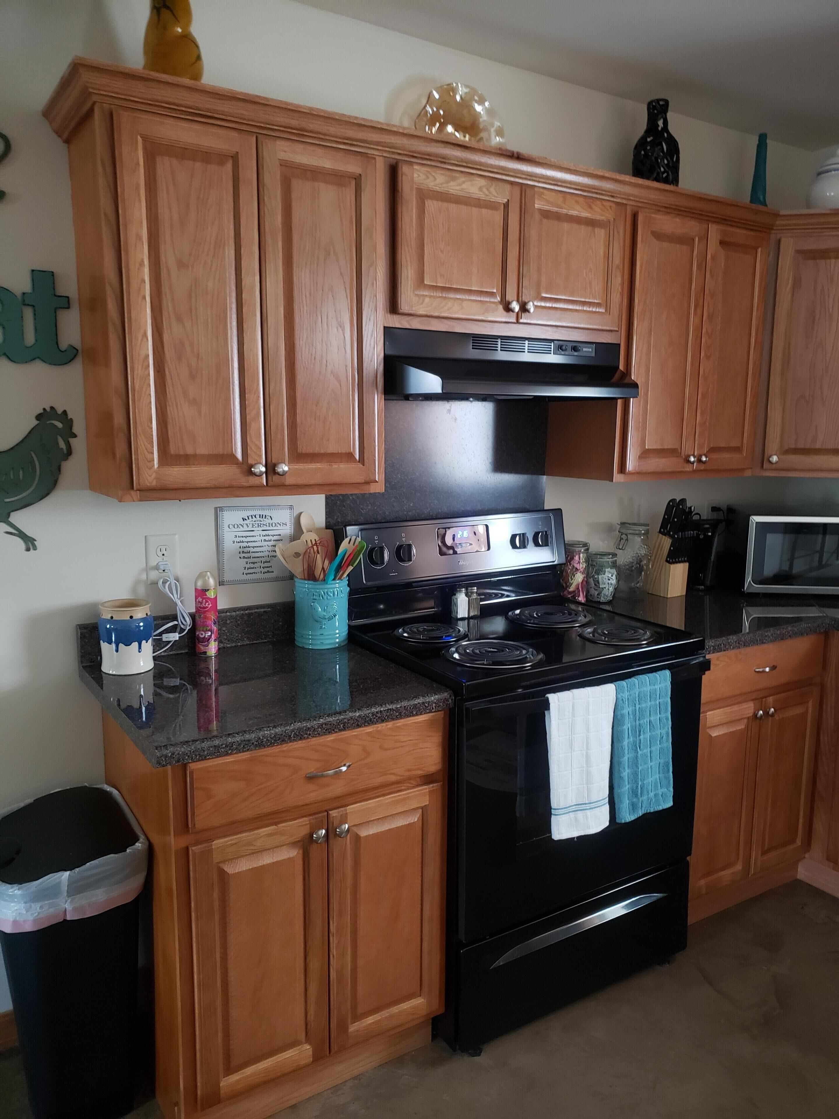 冷蔵庫、電子レンジ、オーブン、コンロ