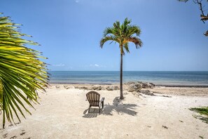 Sur la plage, chaise longue, serviettes de plage