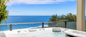 North Shore Kauai Villa, Ocean Views, Private Hot Tub with Ocean Views, Beach Gear, AC in Bedrooms