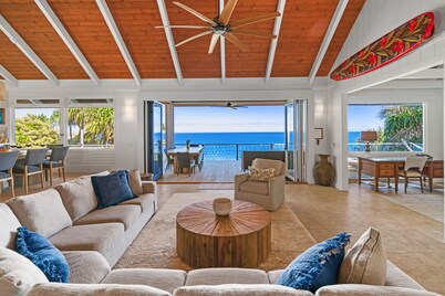 North Shore Kauai Villa, Ocean Views, Private Hot Tub with Ocean Views, Beach Gear, AC in Bedrooms