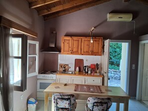 Fridge, oven, blender, cookware/dishes/utensils