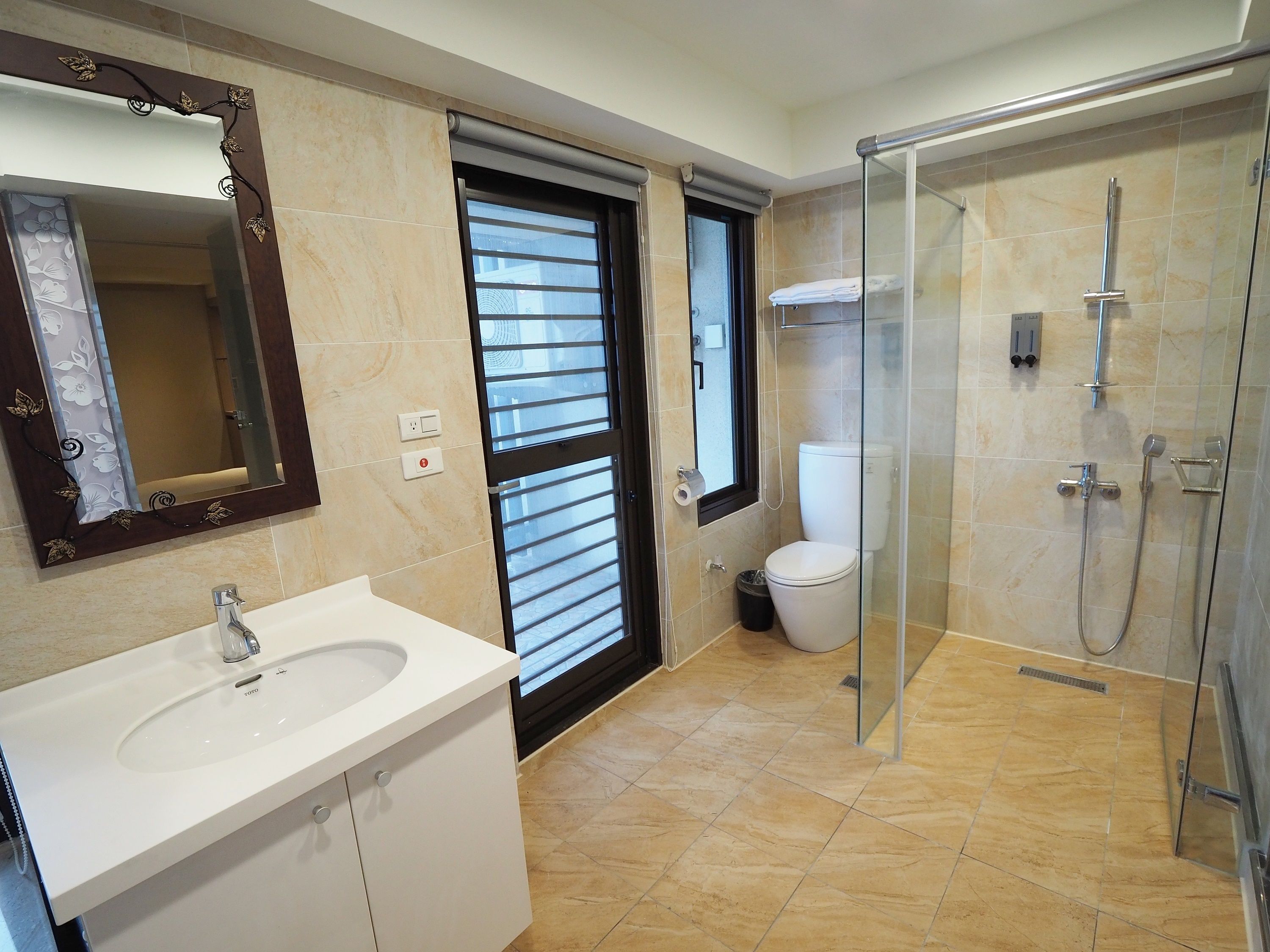 double room, ocean view | bathroom | separate bathtub and shower, spring water bathtub, rainfall showerhead