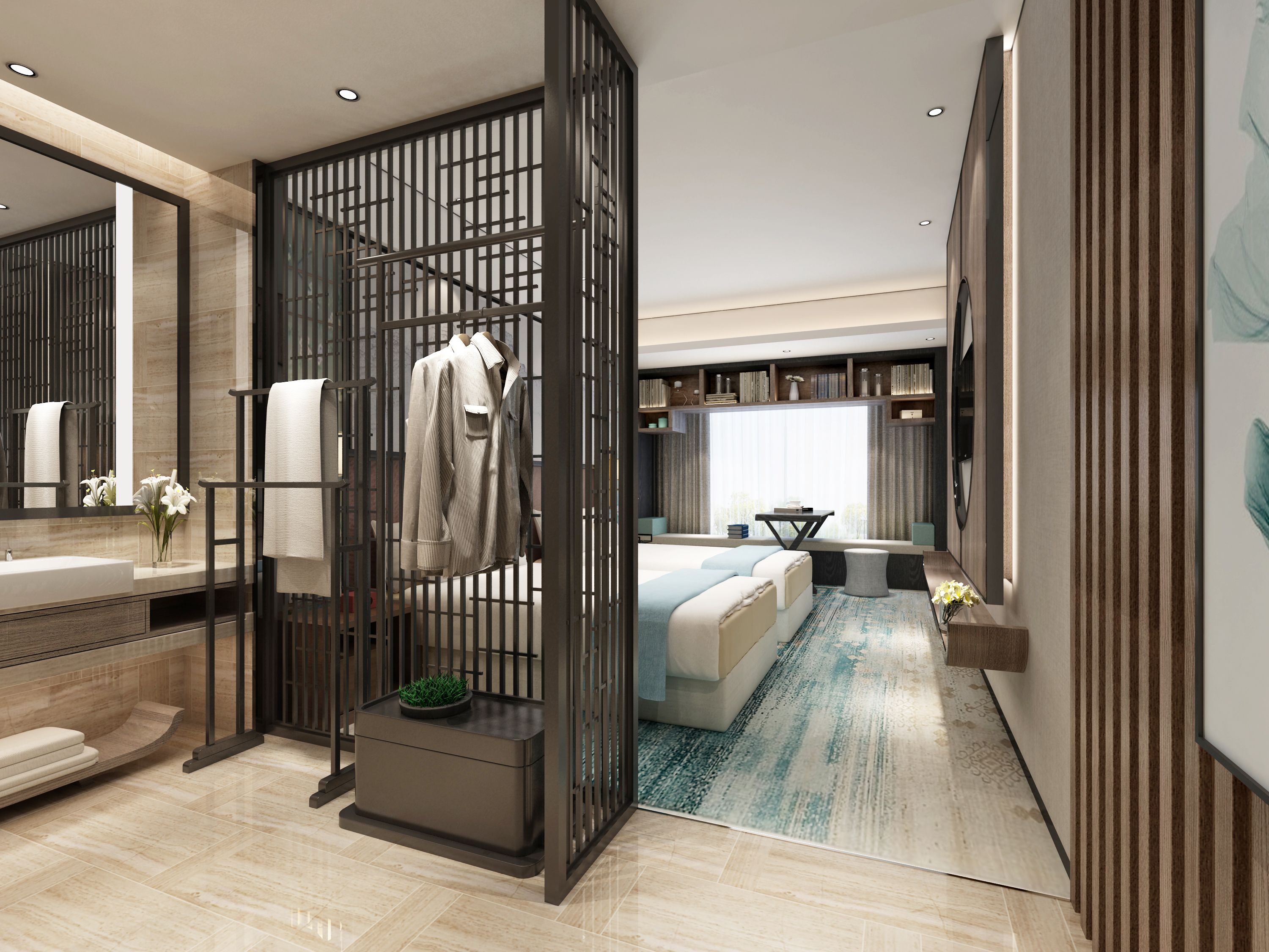 エクスクルーシブ ツインルーム コートヤードビュー | エジプト綿のシーツ、高級寝具、羽毛の掛け布団、ピロートップベッド