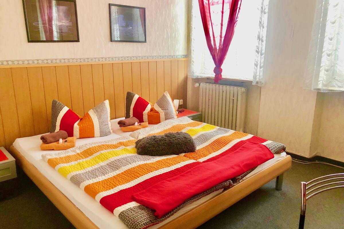 Habitación doble, baño privado | Ropa de cama hipoalergénica, escritorio y tabla de planchar con plancha