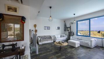 Villa, 3 Bedrooms, Private Pool, Sea View | Living area | Flat-screen TV