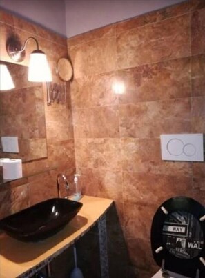 Shower, free toiletries, bidet, towels