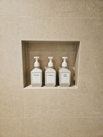 Free toiletries, hair dryer, towels